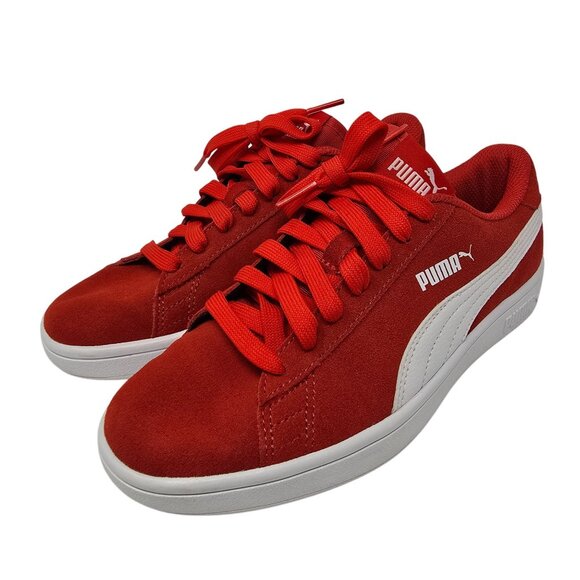Puma Kids Smash V2 365176-03 Red White Lace-Up Tennis Shoes Sneakers US 5C EU 37 - Picture 1 of 12